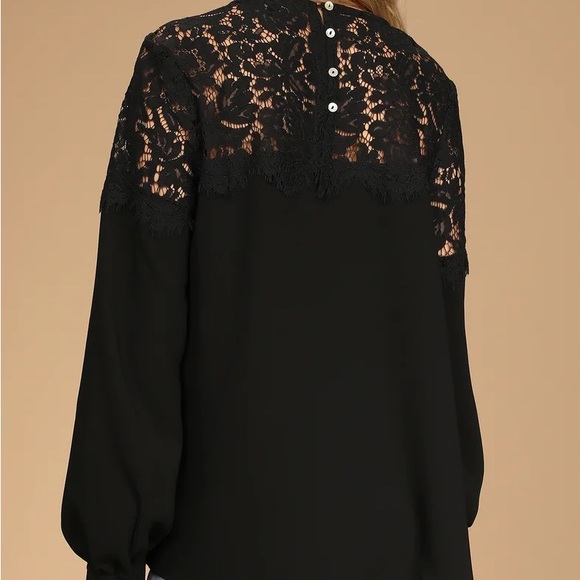 LULU’S | Picture This Black Long Sleeve Lace Top - Picture 5 of 13